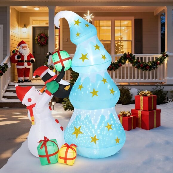 🆕8FT Christmas Inflatable Winter Tree Built-in LED Light Outdoor Decoration - Picture 3 of 9